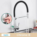 GobekUsa Brushed Gold Swivel Kitchen Faucet with Purification Function