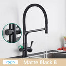 GobekUsa Brushed Gold Swivel Kitchen Faucet with Purification Function