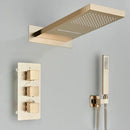 GobekUsa Brushed Gold Thermostatic Shower Faucet Set with Concealed Mixer Tap