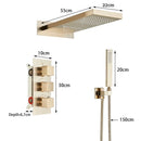 GobekUsa Brushed Gold Thermostatic Shower Faucet Set with Concealed Mixer Tap