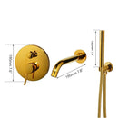 GobekUsa Brush Gold Bathroom Shower Tub Faucet Wall Mount Golden Plated Mixer Tap