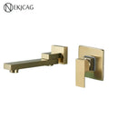 GobekUsa Brushed Gold Wall Mounted Basin Faucet with Rotating Mixer