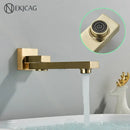 GobekUsa Brushed Gold Wall Mounted Basin Faucet with Rotating Mixer