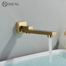 GobekUsa Brushed Gold Wall Mounted Basin Faucet with Rotating Mixer