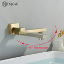 GobekUsa Brushed Gold Wall Mounted Basin Faucet with Rotating Mixer