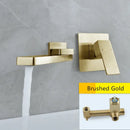 GobekUsa Brushed Gold In-Wall Basin Faucet Set, Hot Cold Bathroom Sink Mixer Tap