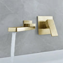 GobekUsa Brushed Gold In-Wall Basin Faucet Set, Hot Cold Bathroom Sink Mixer Tap