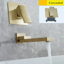 GobekUsa Brushed Gold In-Wall Basin Faucet Set, Hot Cold Bathroom Sink Mixer Tap