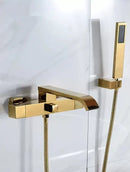 GobekUsa Brushed Gold Wall Mounted Waterfall Bathtub Shower Set Mixer Tap