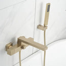 GobekUsa Brushed Gold Wall Mounted Waterfall Bathtub Shower Set Mixer Tap
