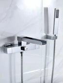 GobekUsa Brushed Gold Wall Mounted Waterfall Bathtub Shower Set Mixer Tap