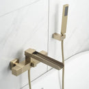 GobekUsa Brushed Gold Wall Mounted Waterfall Bathtub Shower Set Mixer Tap