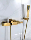 GobekUsa Brushed Gold Wall Mounted Waterfall Bathtub Shower Set Mixer Tap