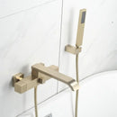 GobekUsa Brushed Gold Wall Mounted Waterfall Bathtub Shower Set Mixer Tap