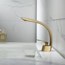 GobekUsa Brushed Gold Basin Faucet: Grey/Black Bathroom Mixer Tap, Waterfall Design with Single Handle