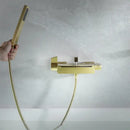 GobekUsa Brushed Gold Tub Shower Faucet Set with Waterfall Handheld Mixer