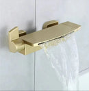 GobekUsa Brushed Gold Tub Shower Faucet Set with Waterfall Handheld Mixer