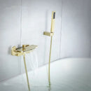 GobekUsa Brushed Gold Tub Shower Faucet Set with Waterfall Handheld Mixer