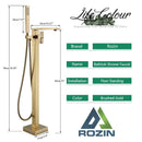 GobekUsa Brushed Gold Tub Shower Faucet Floor Mounted Waterfall Mixer Tap
