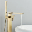 GobekUsa Brushed Gold Tub Shower Faucet Floor Mounted Waterfall Mixer Tap
