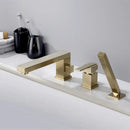 GobekUsa Brushed Gold 3-Hole Widespread Bath and Shower Faucet with Hand Shower Head
