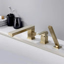 GobekUsa Brushed Gold 3-Hole Widespread Bath and Shower Faucet with Hand Shower Head