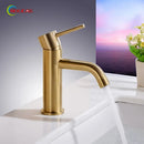 GobekUsa Golden Brass Basin Faucet Deck Mounted Vessel Sink Mixer Tap Hot Cold