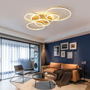 GobekUsa Brushed Golden LED Ceiling Chandelier for Modern Living Room and Bedroom Lighting