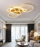 GobekUsa Brushed Golden LED Ceiling Chandelier for Modern Living Room and Bedroom Lighting