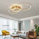 GobekUsa Brushed Golden LED Ceiling Chandelier for Modern Living Room and Bedroom Lighting