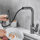 GobekUsa Gray Waterfall Kitchen Faucet Swivel Pull Out Sink Tap Single Hole