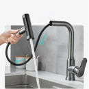 GobekUsa Gray Waterfall Kitchen Faucet Swivel Pull Out Sink Tap Single Hole