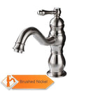 GobekUsa Brushed Nickel Basin Faucet with Long Spout - Deck Mounted Single Handle Mixer