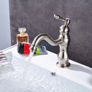 GobekUsa Brushed Nickel Basin Faucet with Long Spout - Deck Mounted Single Handle Mixer