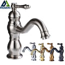 GobekUsa Brushed Nickel Basin Faucet with Long Spout - Deck Mounted Single Handle Mixer