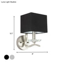 GobekUsa Modern Cube Bedside Wall Lamp - Fabric Single Light Sconce in Grey/Black with Crystal Accent