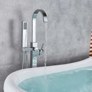GobekUsa Freestanding Tub Faucet with Handshower: Brushed Nickel Floor Mounted Mixer Tap