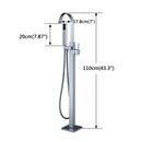 GobekUsa Freestanding Tub Faucet with Handshower: Brushed Nickel Floor Mounted Mixer Tap