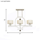 GobekUsa Traditional Drum Fabric Island Pendant Light in Gold - 3 Lights Hanging Lamp for Living Room