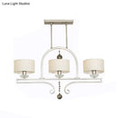 GobekUsa Traditional Drum Fabric Island Pendant Light in Gold - 3 Lights Hanging Lamp for Living Room