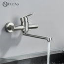 GobekUsa Brushed Nickel Kitchen Faucet - Double Hole Mixer for Cold and Hot Water