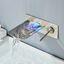 GobekUsa LED Waterfall Wall Mount Bath Faucet with Temperature Control