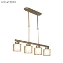 GobekUsa Traditional Gold Island Hanging Lamp with Clear Glass Shade, Ideal for Dining Rooms - 3/4 Lights