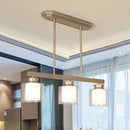 GobekUsa Traditional Gold Island Hanging Lamp with Clear Glass Shade, Ideal for Dining Rooms - 3/4 Lights