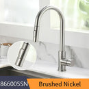 GobekUsa Brushed Nickel Pull Out Kitchen Faucet with Stream Sprayer Head
