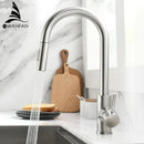 GobekUsa Brushed Nickel Pull Out Kitchen Faucet with Stream Sprayer Head