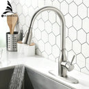 GobekUsa Brushed Nickel Pull Out Kitchen Faucet with Stream Sprayer Head