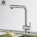 GobekUsa Brushed Nickel Pull Out Kitchen Faucet Stainless Steel Tap Deck Install