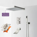 GobekUsa Brushed Nickel Rainfall Shower Faucet Set Wall Mounted Control Valve