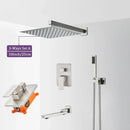 GobekUsa Brushed Nickel Rainfall Shower Faucet Set Wall Mounted Control Valve